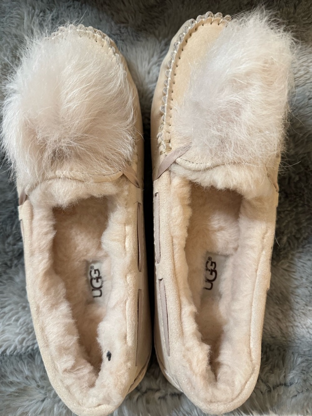 UGG Women's Pom Pom Moccasin Slippers in Chestnut - Picture 2 of 6